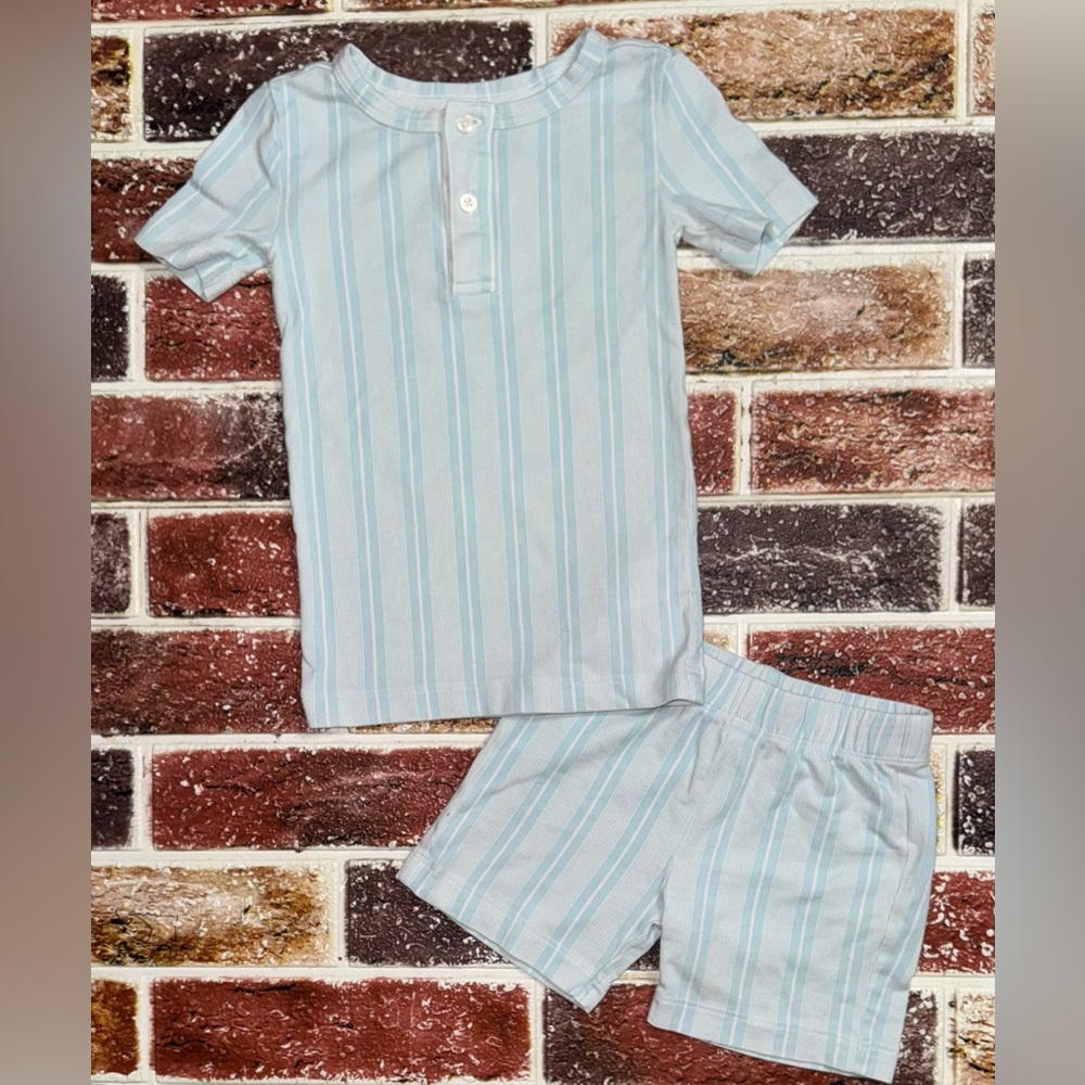 Minnow Blue Pacific Stripe Pima Pajamas set 3-4y PLAY